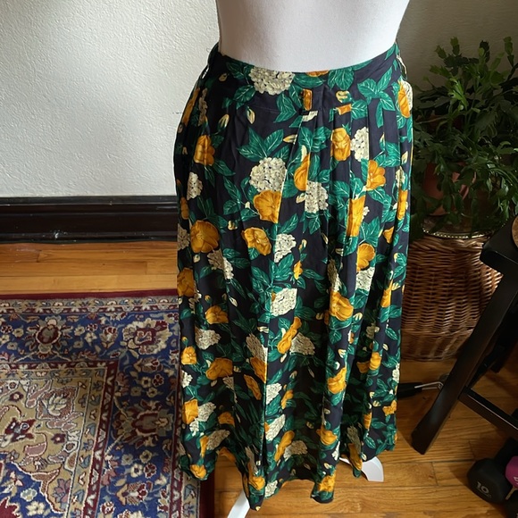 Vintage Floral Midi pleated skirt 80s - Picture 4 of 6
